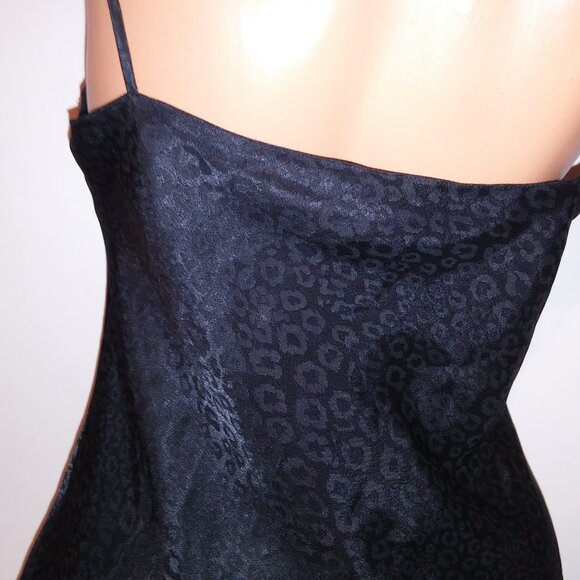 Edgemont Lingerie Chemise Slip Medium Black Leopard Sleeveless Sleepwear Preowne - Picture 10 of 11